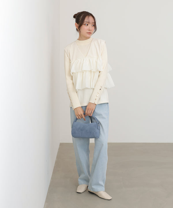 【選べるサイズ/イージーケア】ティアードベスト＋パンツSET【イージージョーゼットシリーズ】