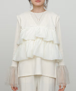 【選べるサイズ/イージーケア】ティアードベスト＋パンツSET【イージージョーゼットシリーズ】