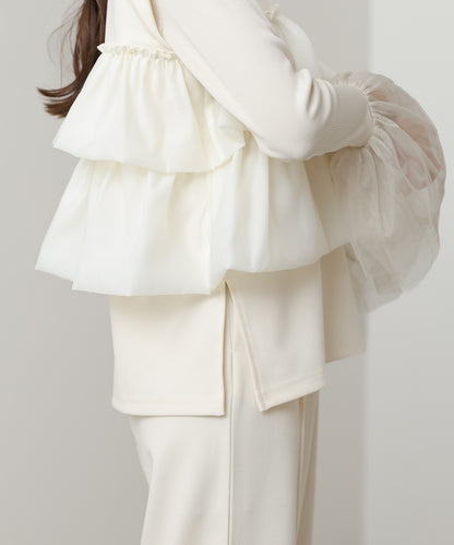 【選べるサイズ/イージーケア】ティアードベスト＋パンツSET【イージージョーゼットシリーズ】