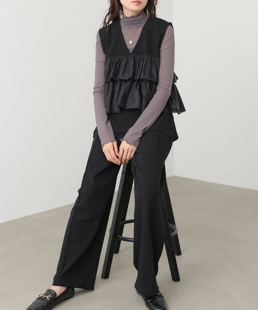 【選べるサイズ/イージーケア】ティアードベスト+パンツSET【イージージョーゼットシリーズ】