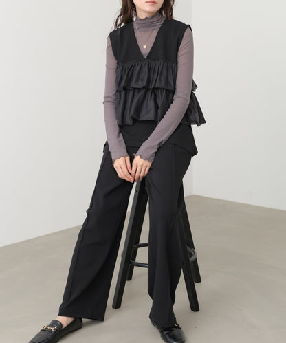 【選べるサイズ/イージーケア】ティアードベスト＋パンツSET【イージージョーゼットシリーズ】