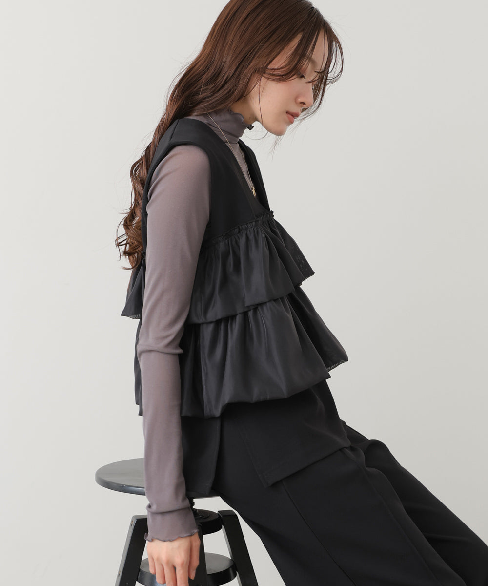 【選べるサイズ/イージーケア】ティアードベスト＋パンツSET【イージージョーゼットシリーズ】