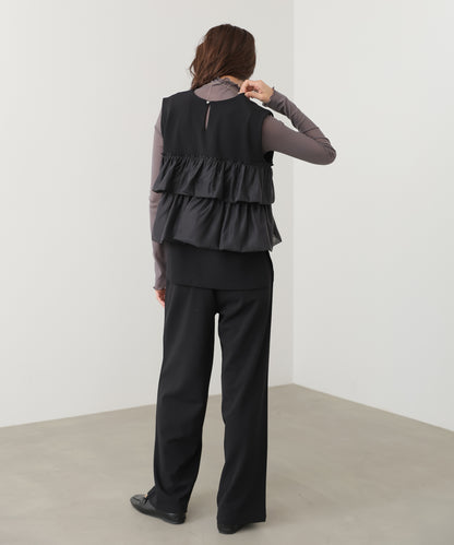 【選べるサイズ/イージーケア】ティアードベスト＋パンツSET【イージージョーゼットシリーズ】