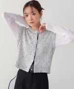 MIX編みラインニットトップス