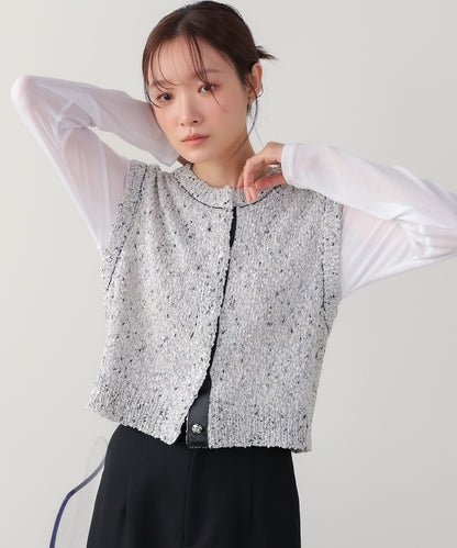 MIX編みラインニットトップス