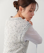 MIX編みラインニットトップス