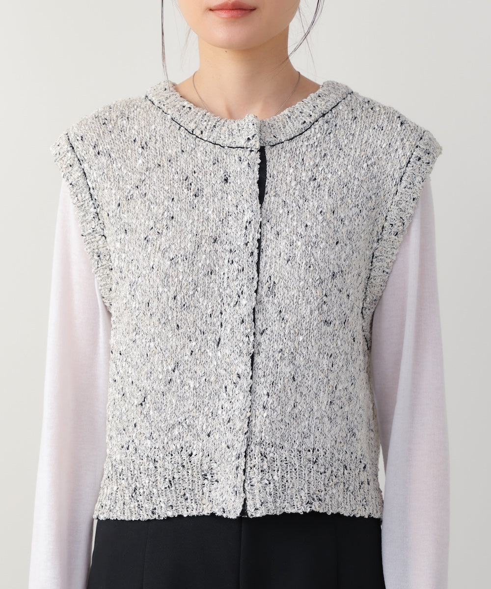 MIX編みラインニットトップス