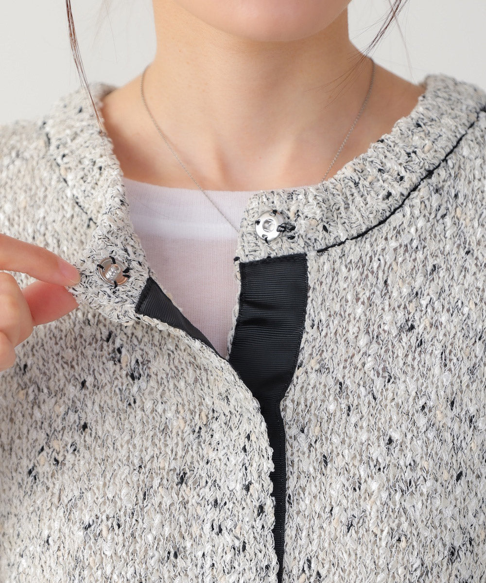 MIX編みラインニットトップス