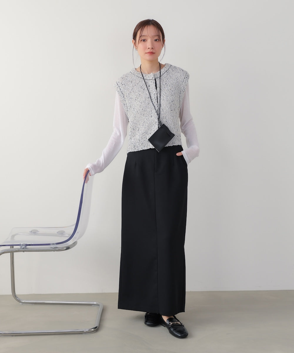 MIX編みラインニットトップス