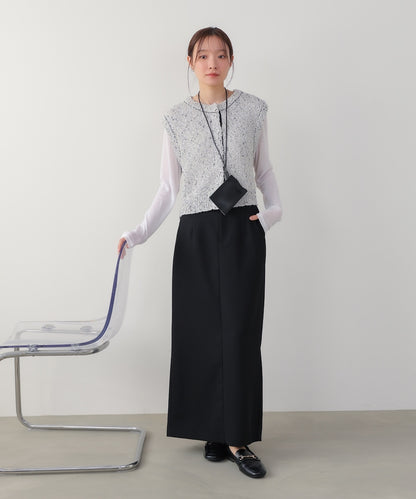 MIX編みラインニットトップス