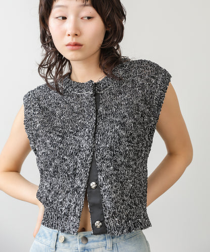 MIX編みラインニットトップス