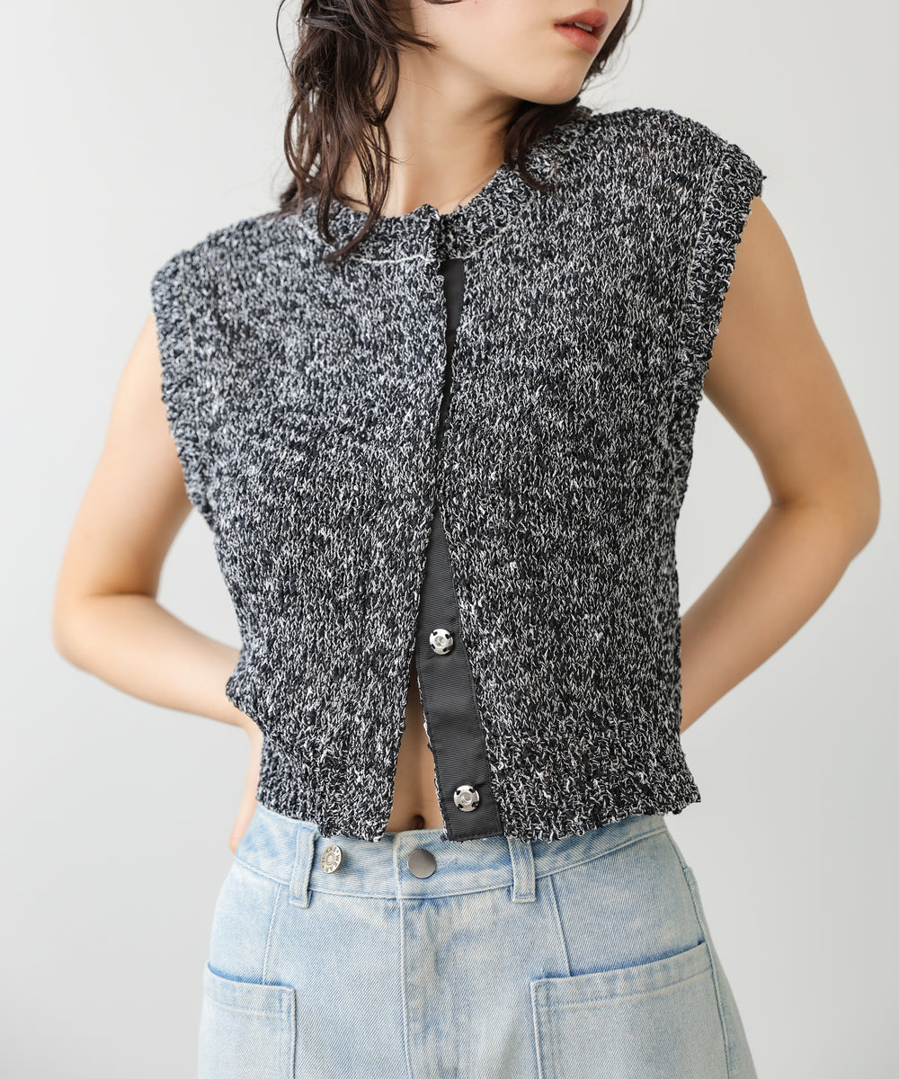 MIX編みラインニットトップス