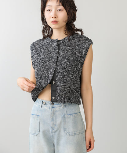 MIX編みラインニットトップス