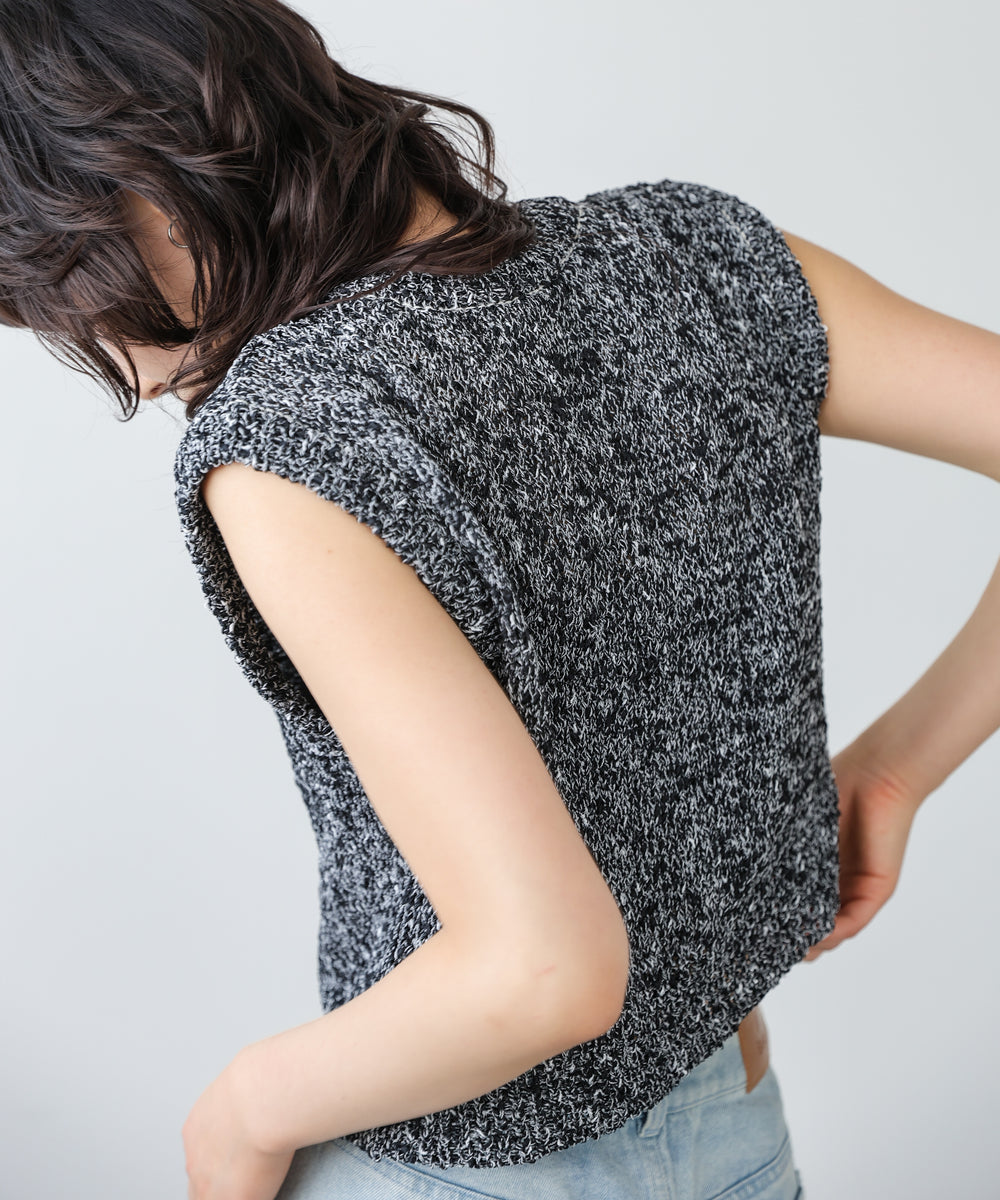 MIX編みラインニットトップス