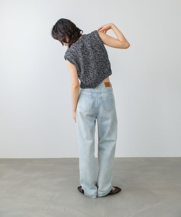 MIX編みラインニットトップス