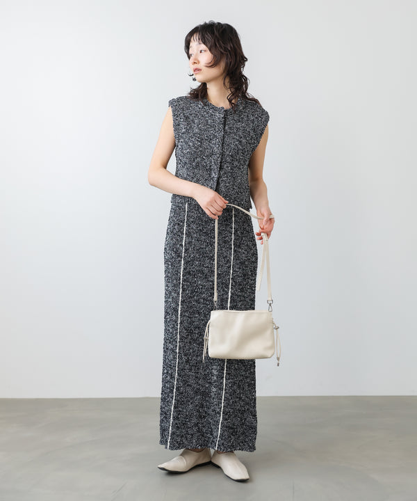 MIX編みラインニットトップス