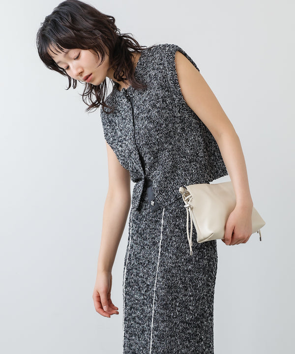 MIX編みラインニットトップス