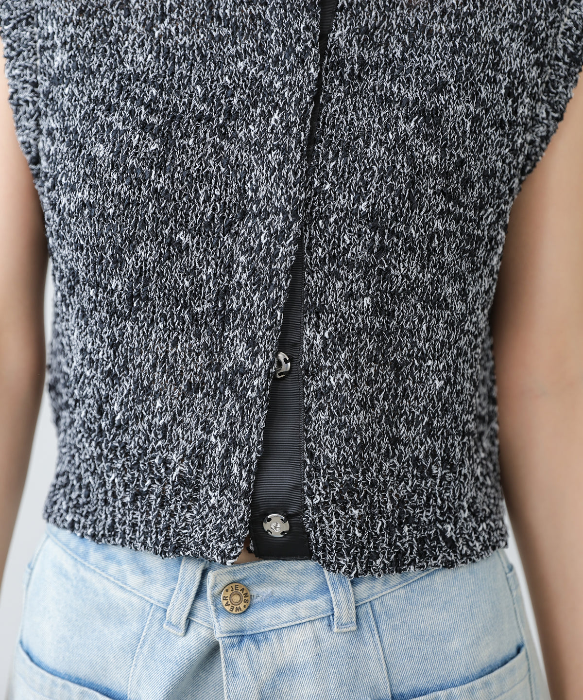 MIX編みラインニットトップス