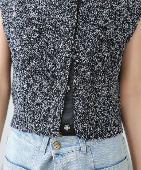 MIX編みラインニットトップス