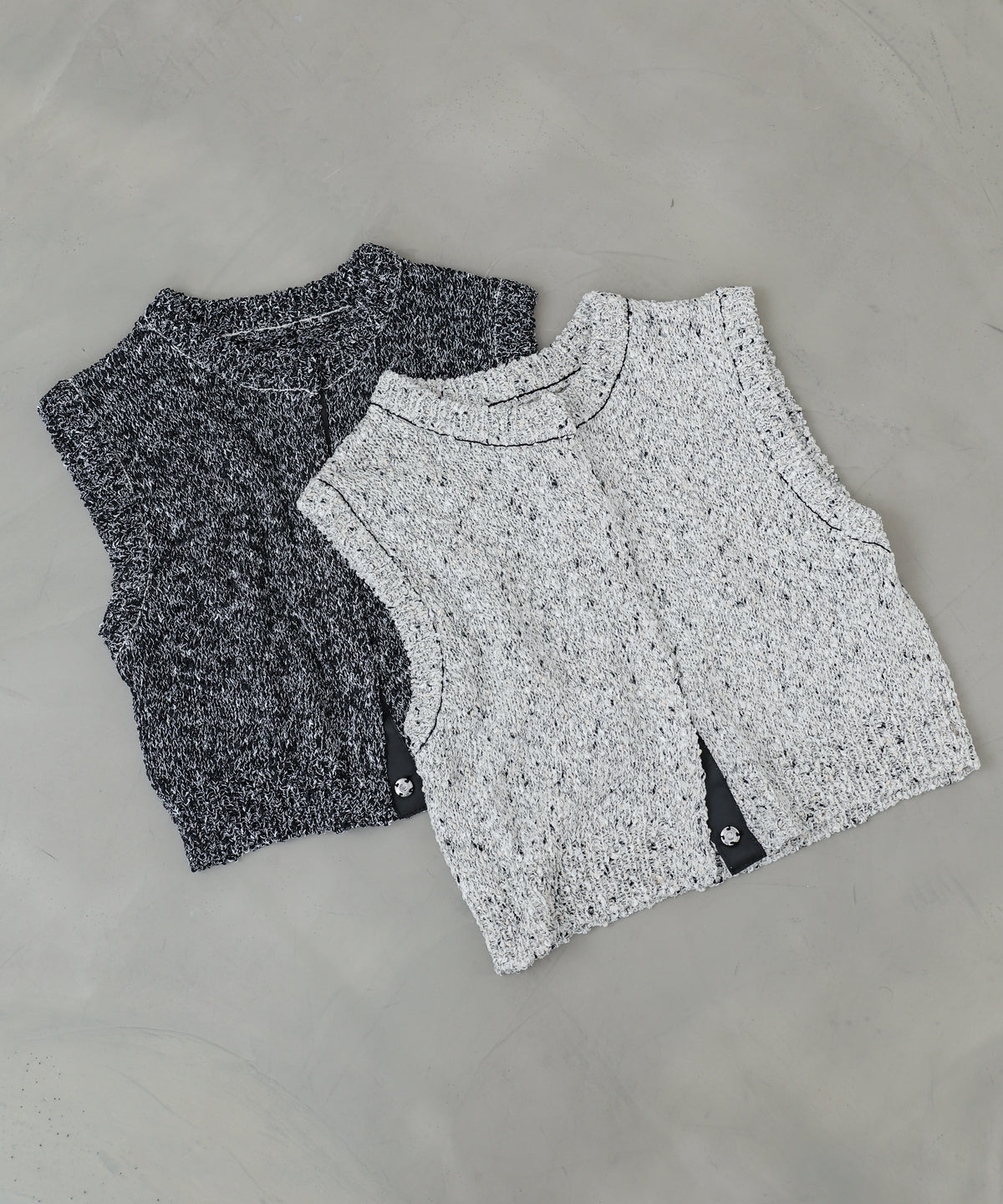 MIX編みラインニットトップス