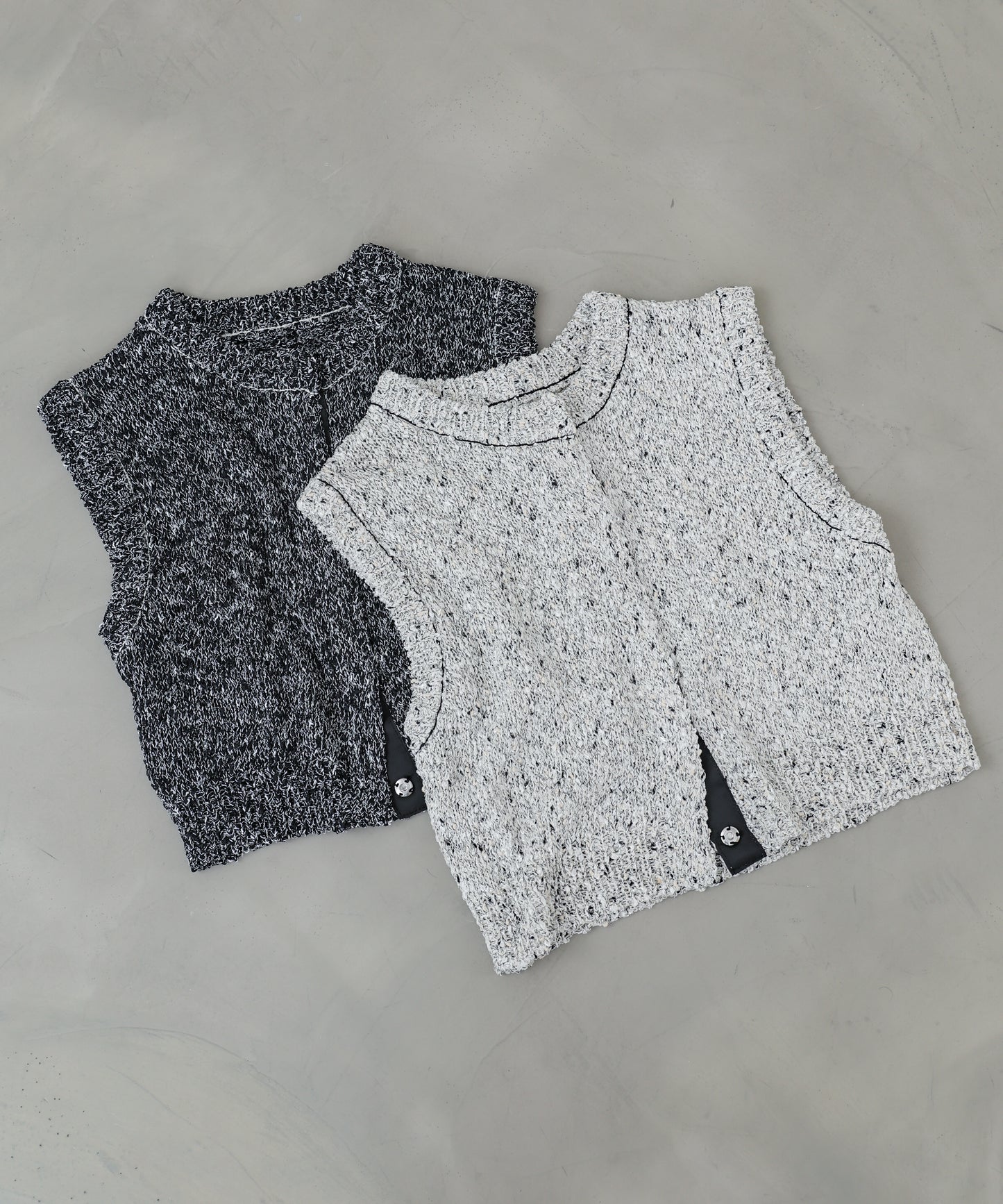 MIX編みラインニットトップス