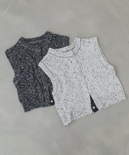 MIX編みラインニットトップス