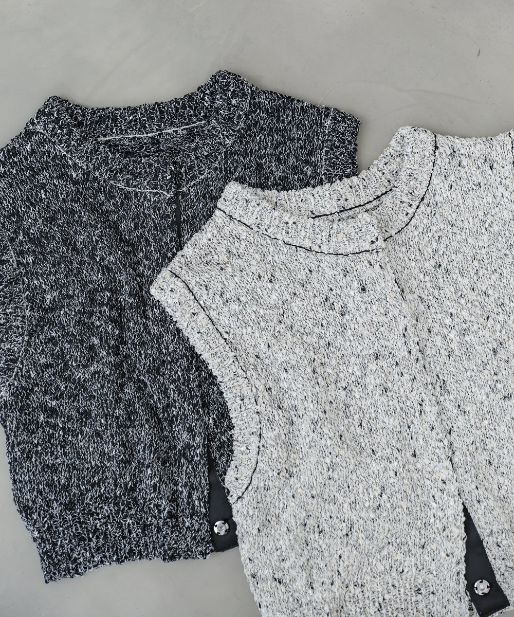 MIX編みラインニットトップス