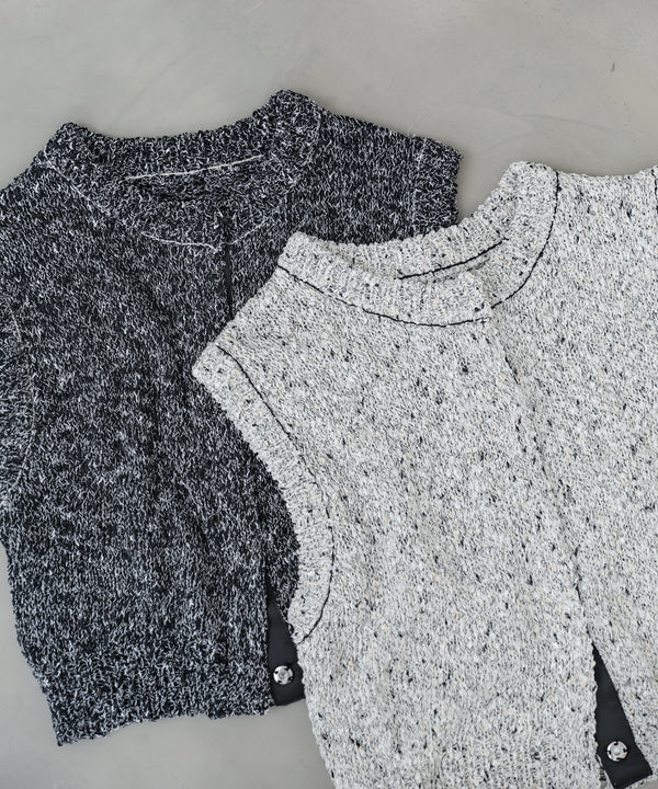 MIX編みラインニットトップス