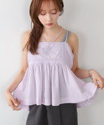 ピンタック刺繍レースキャミトップス