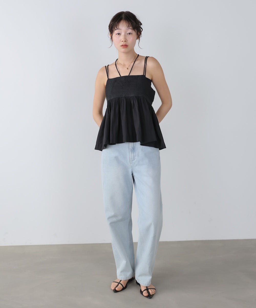 ピンタック刺繍レースキャミトップス