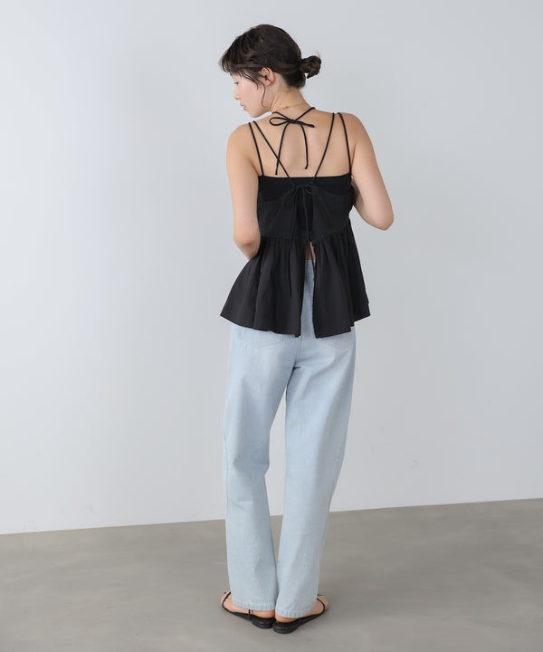 ピンタック刺繍レースキャミトップス