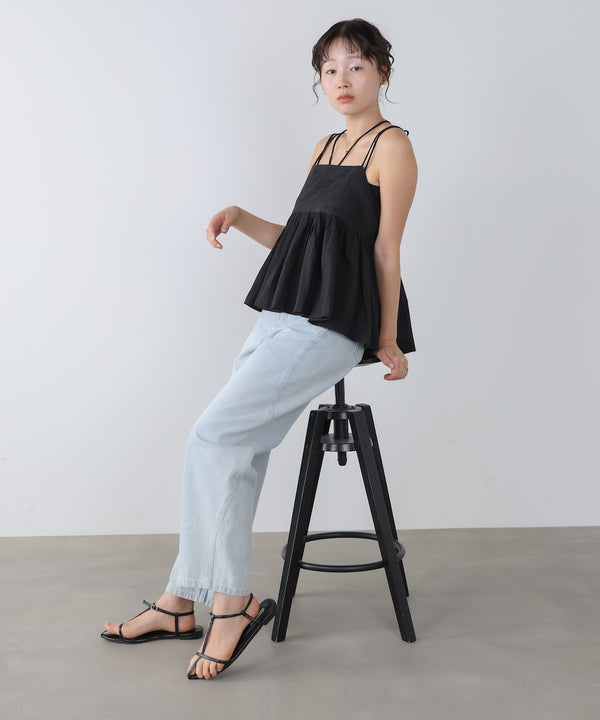 ピンタック刺繍レースキャミトップス