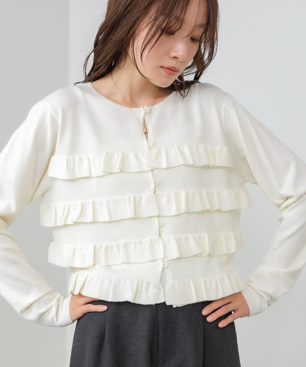 ティアードフリルニットカーデ＆2WAYビスチェアンサンブル