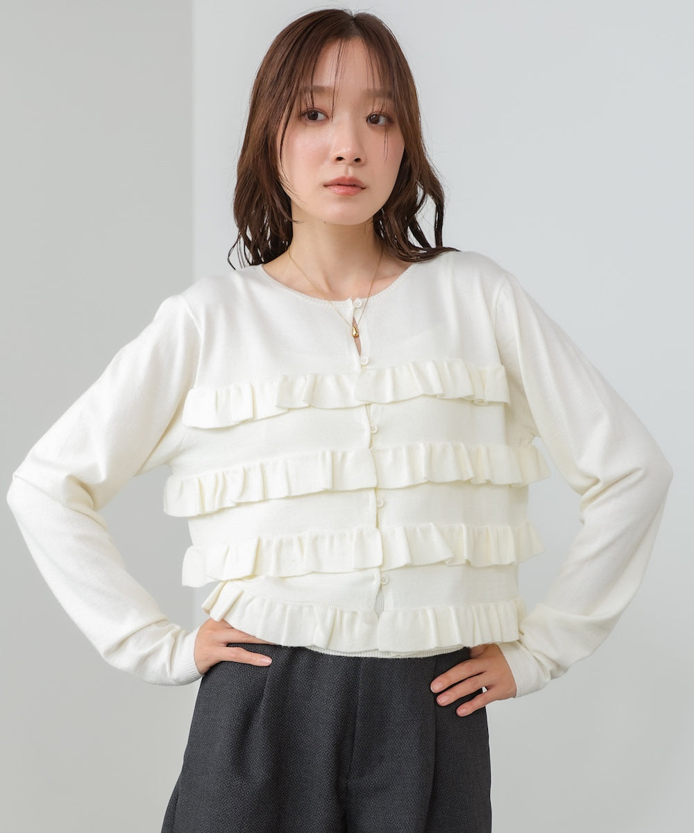 ティアードフリルニットカーデ＆2WAYビスチェアンサンブル