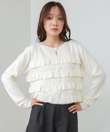 ティアードフリルニットカーデ＆2WAYビスチェアンサンブル