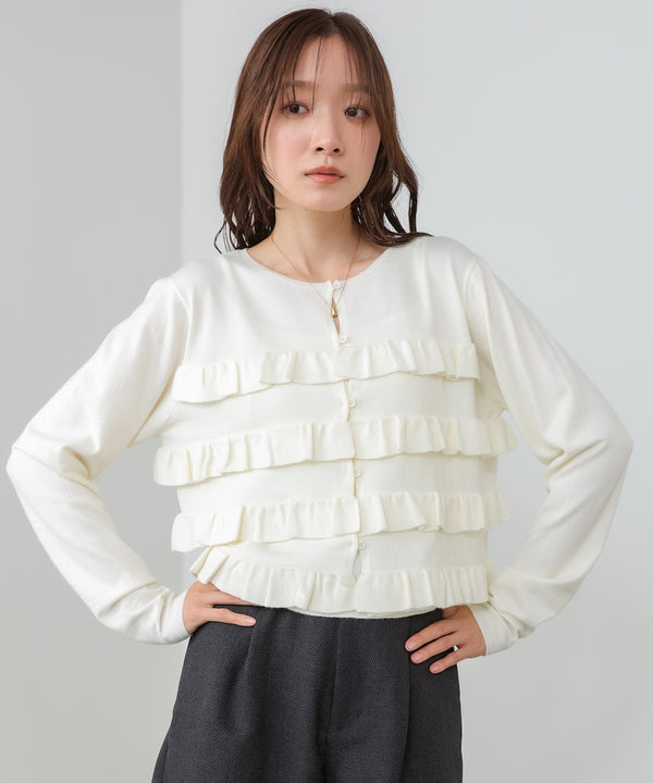 ティアードフリルニットカーデ＆2WAYビスチェアンサンブル