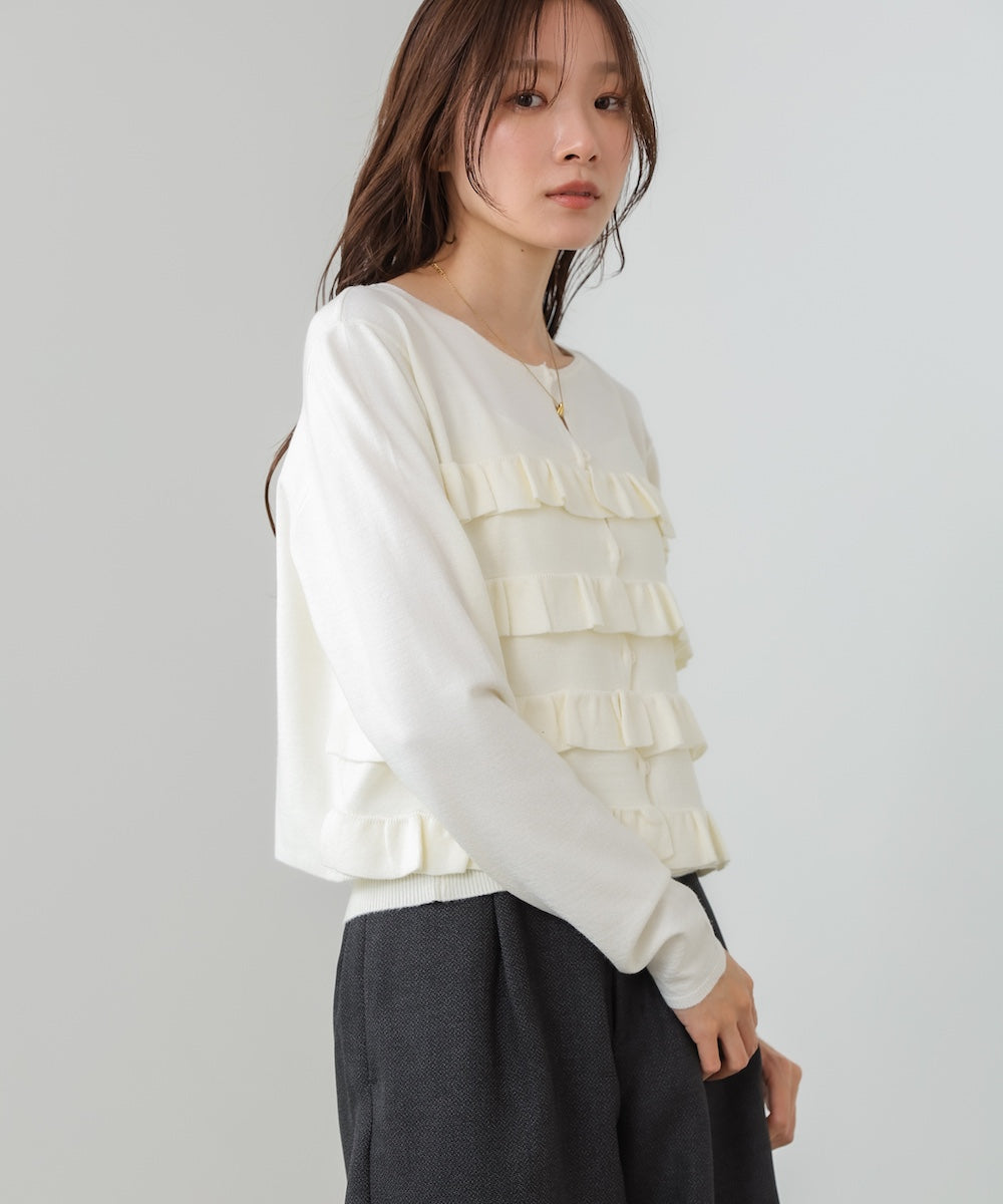 ティアードフリルニットカーデ＆2WAYビスチェアンサンブル