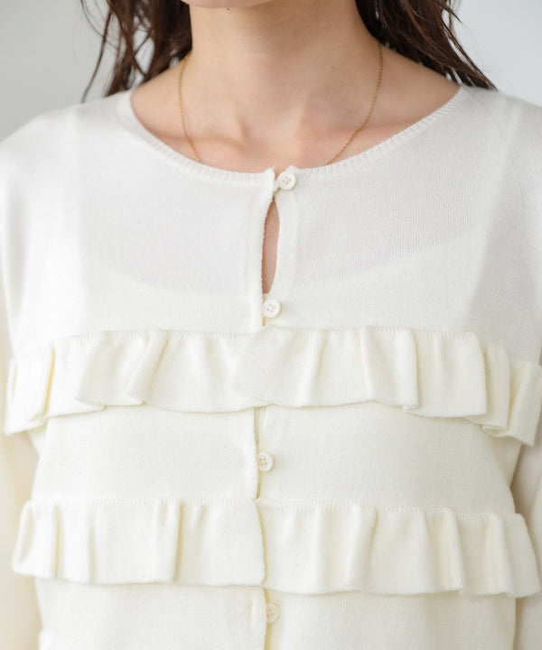 ティアードフリルニットカーデ＆2WAYビスチェアンサンブル