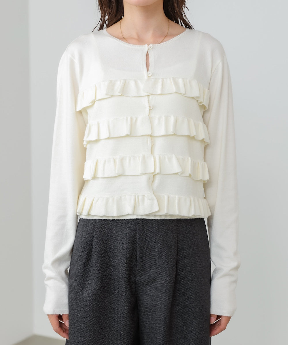 ティアードフリルニットカーデ＆2WAYビスチェアンサンブル