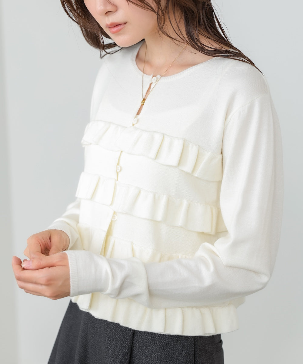 ティアードフリルニットカーデ＆2WAYビスチェアンサンブル