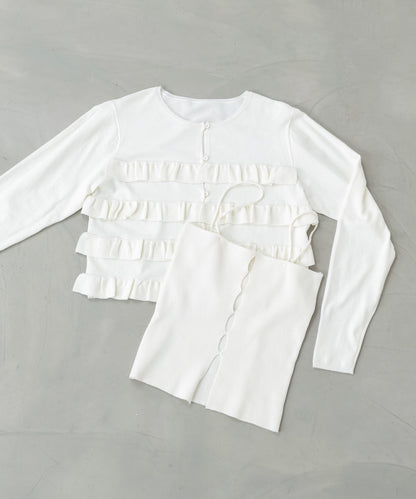 ティアードフリルニットカーデ＆2WAYビスチェアンサンブル