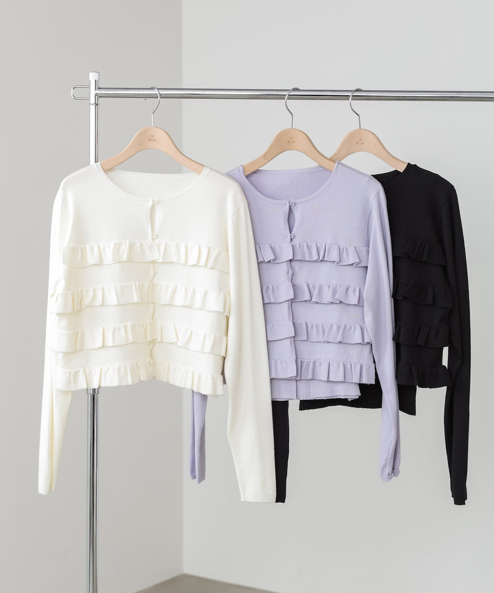 ティアードフリルニットカーデ＆2WAYビスチェアンサンブル