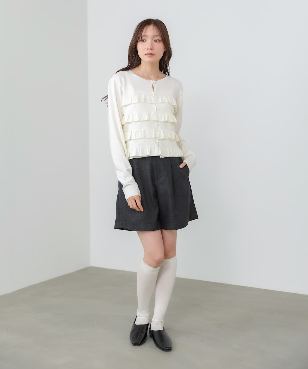 ティアードフリルニットカーデ＆2WAYビスチェアンサンブル