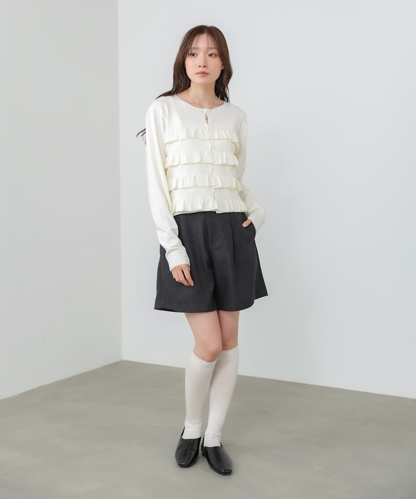 ティアードフリルニットカーデ＆2WAYビスチェアンサンブル