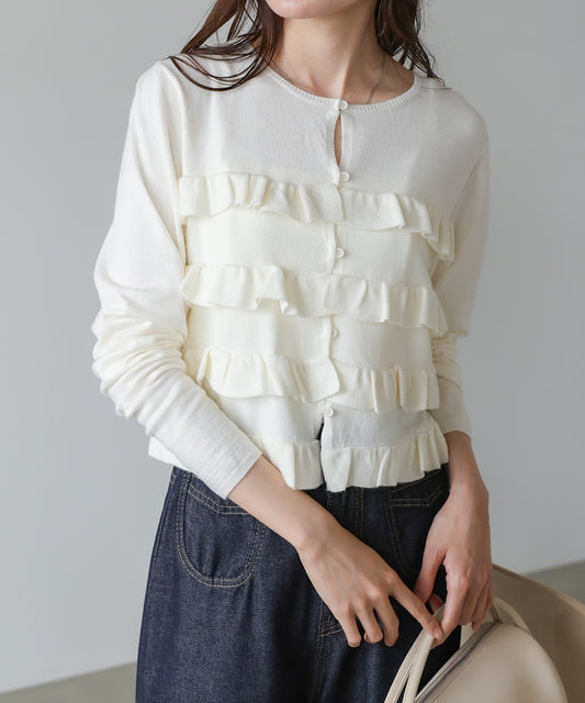 ティアードフリルニットカーデ&2WAYビスチェアンサンブル