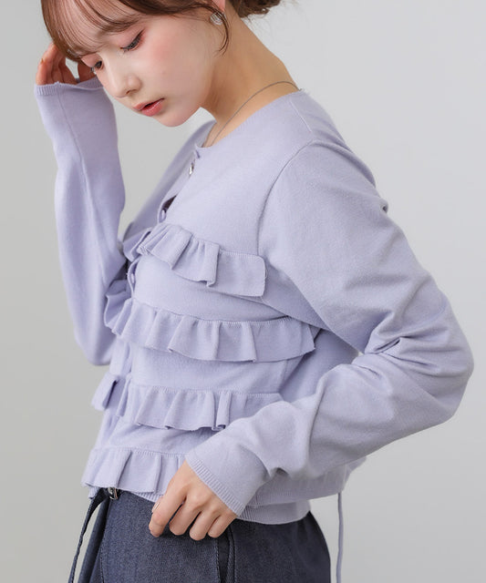 ティアードフリルニットカーデ&2WAYビスチェアンサンブル