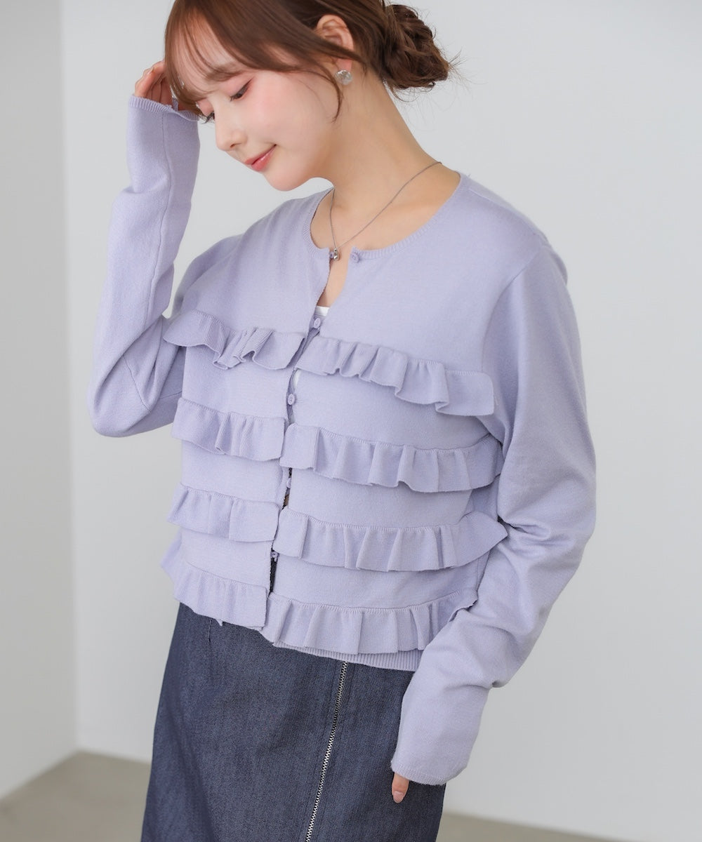 ティアードフリルニットカーデ＆2WAYビスチェアンサンブル