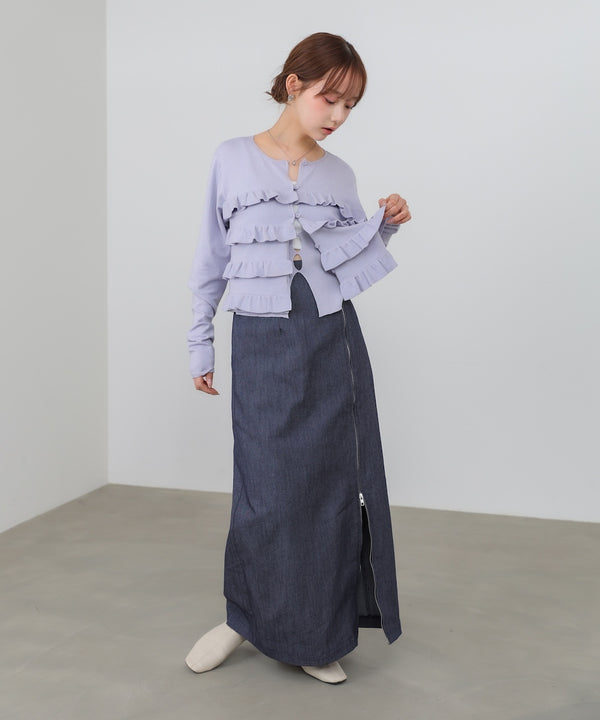 ティアードフリルニットカーデ＆2WAYビスチェアンサンブル