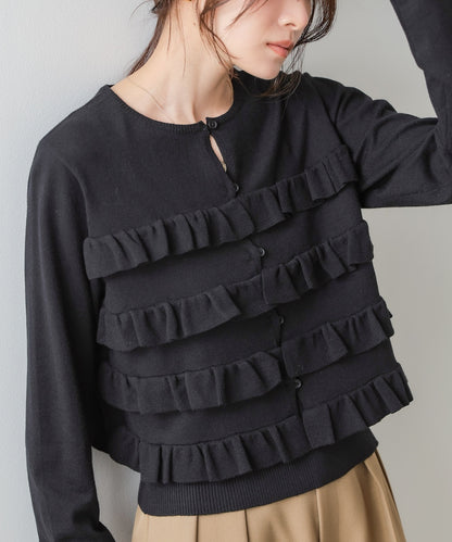 ティアードフリルニットカーデ＆2WAYビスチェアンサンブル