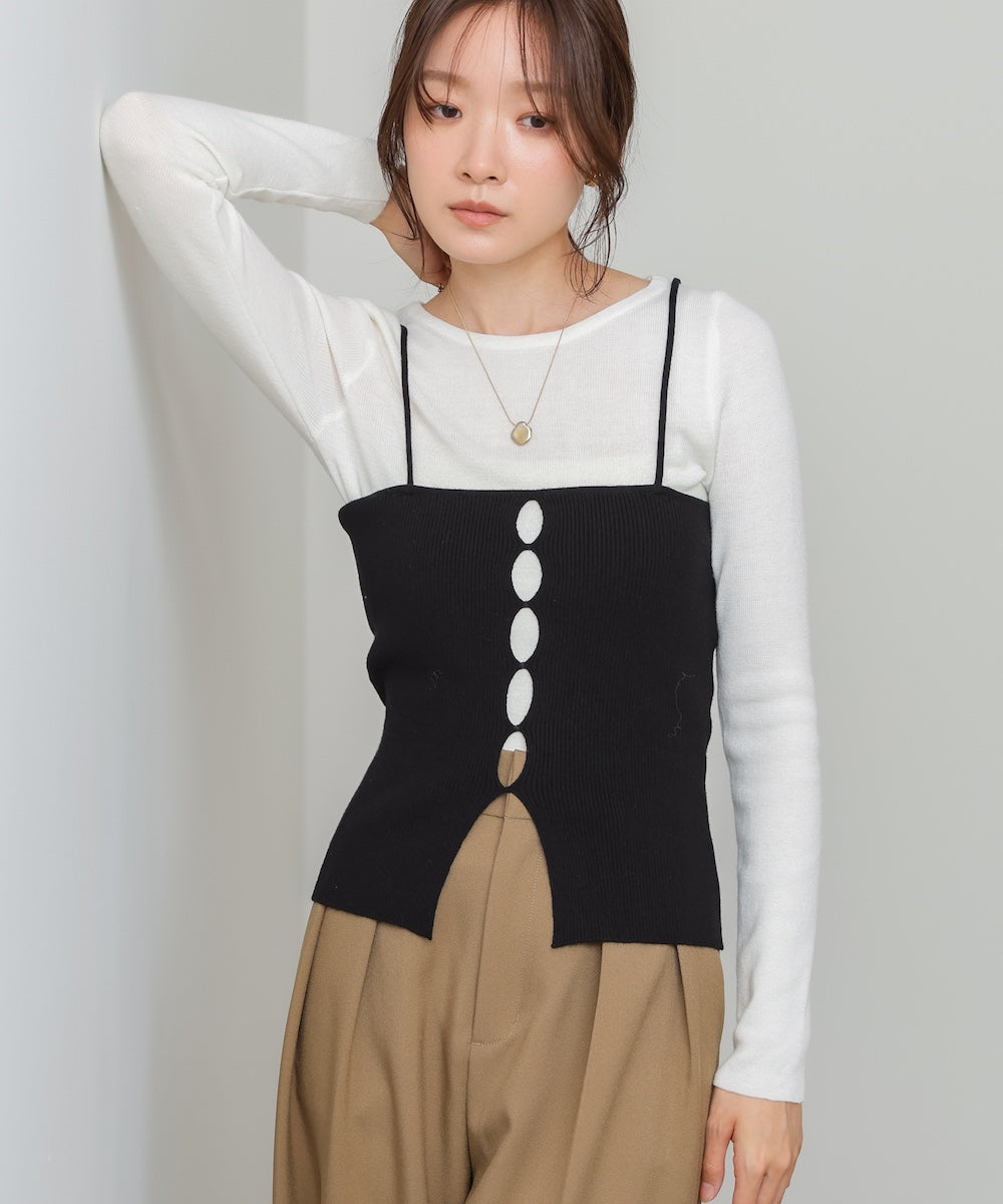 ティアードフリルニットカーデ＆2WAYビスチェアンサンブル